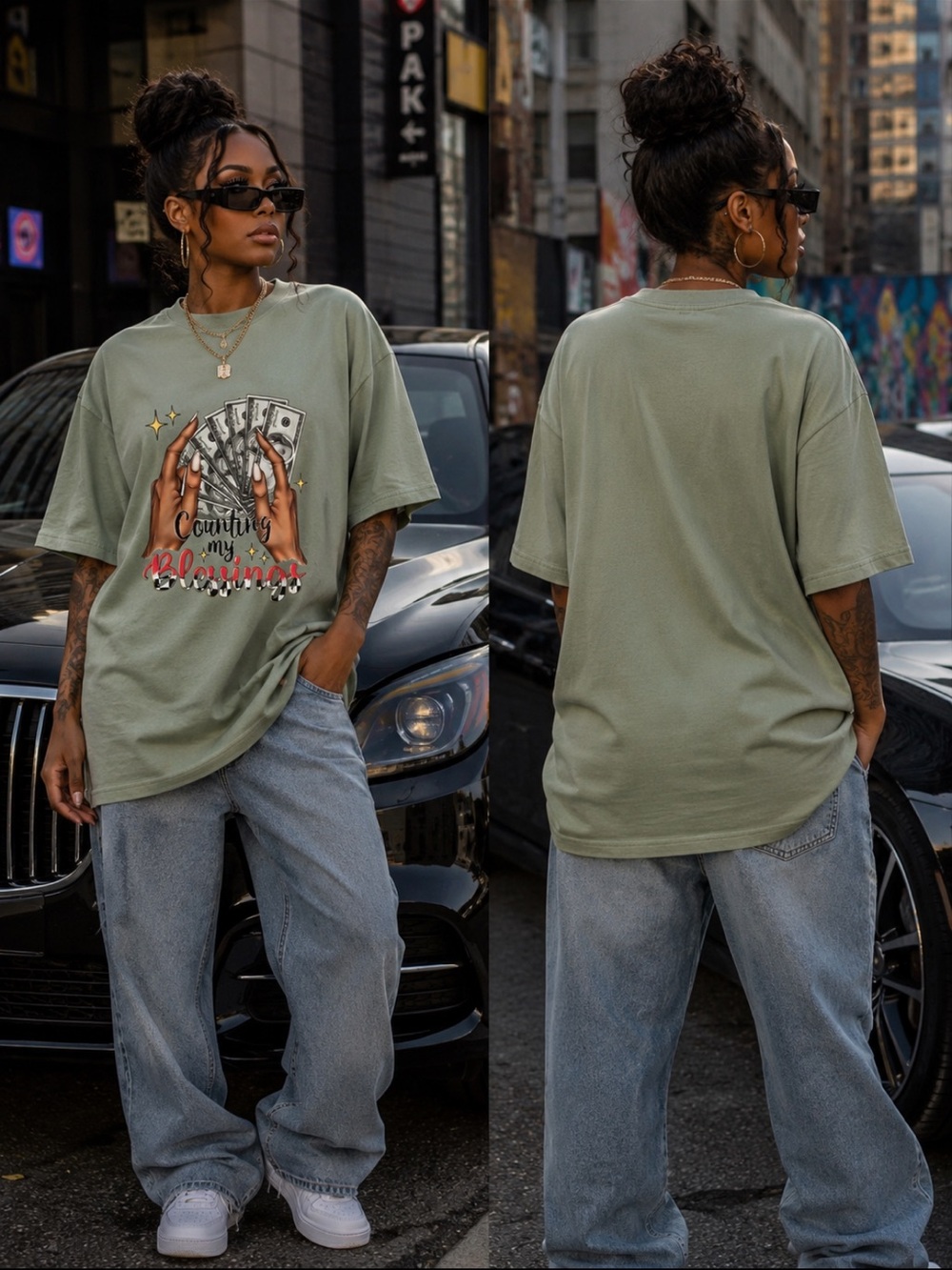 Counting My Blessings Graphic Tee - Sage Green